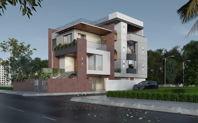 remodel independent house, render external 3dmodel, render single floor building