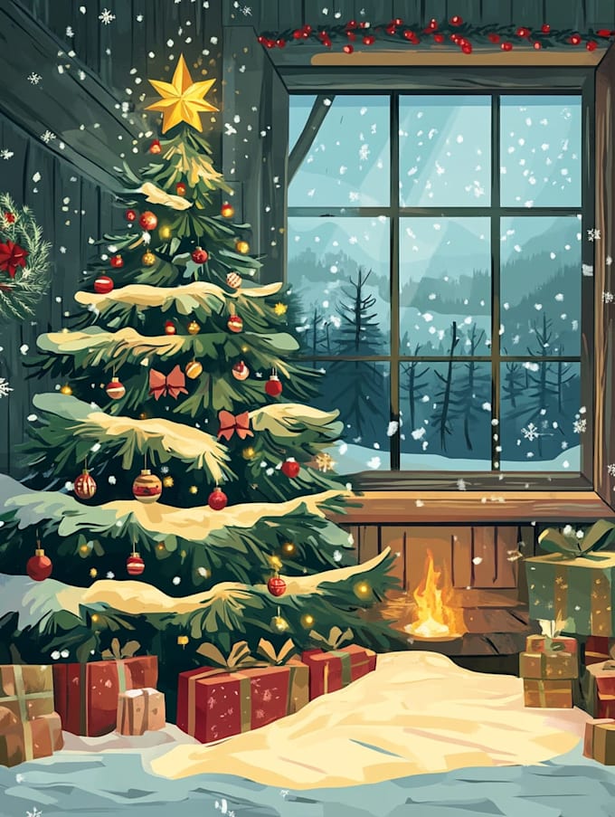 make a christmas illustration and christmas card