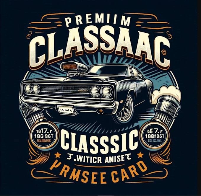 do premium classic car print logo t shirt design