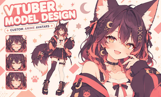 draw iive2d vtuber model, rig 3d vtuber model, anime 2d vtuber model rigging