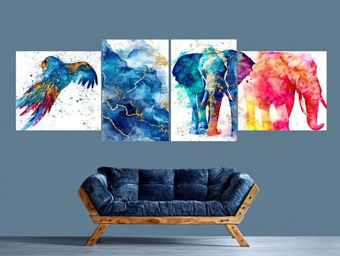 design abstract watercolor canvas wall art