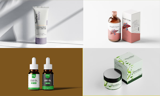 premium packaging box, bottle label, cbd oil, skincare tube and cream jar labels