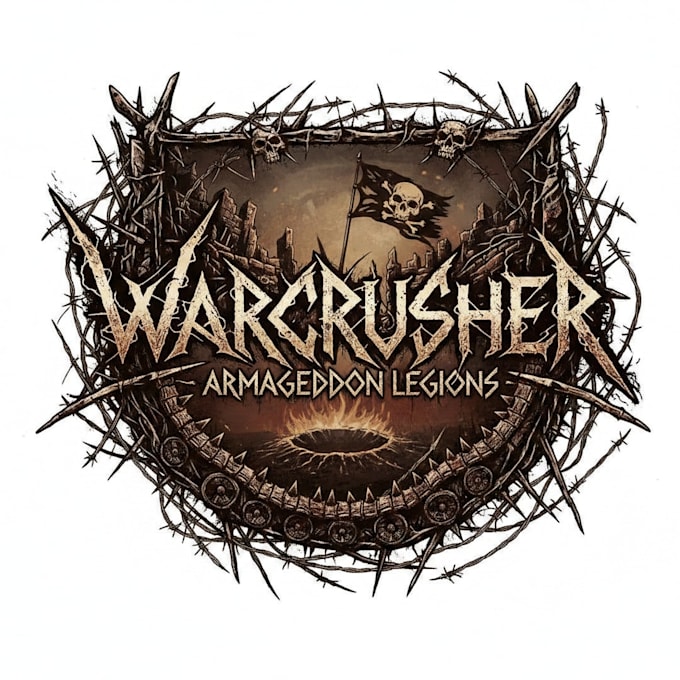 create a raw war metal logo