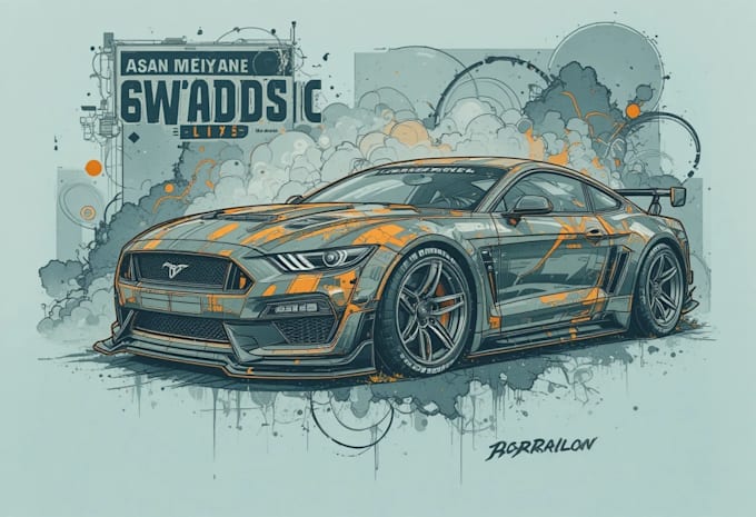 draw awesome car vector for t shirt design