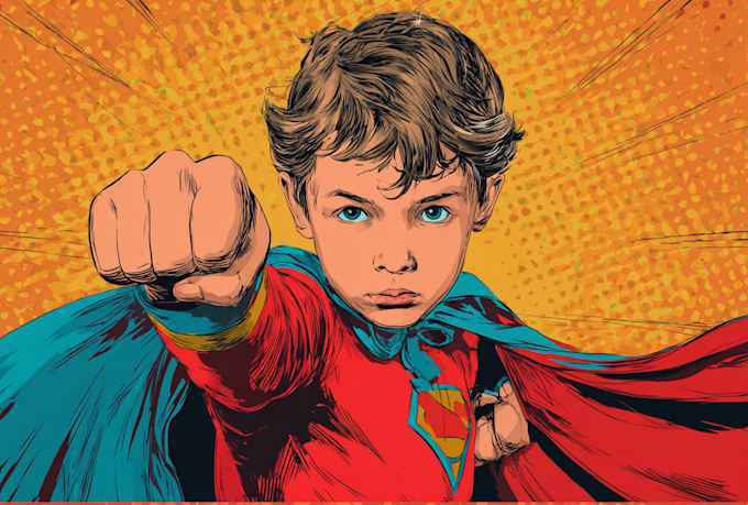make a super hero comic or character illustration