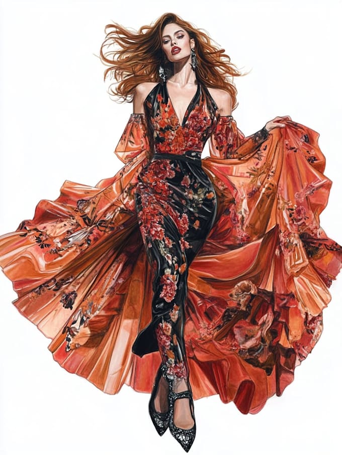 Draw fashion illustration and sketches by Megpolk | Fiverr