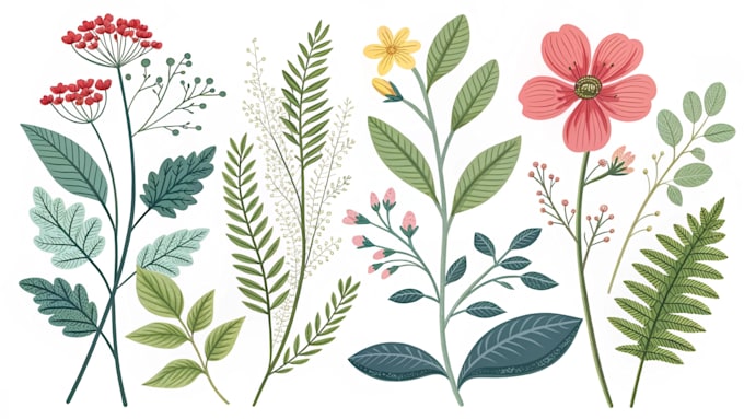 draw vector botanical illustrations for plants