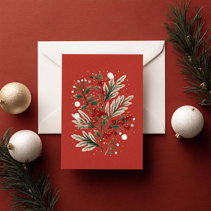 create a beautiful illustrated christmas card