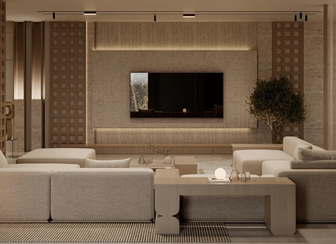 model modern interior design,realistic basement rendering,furniture layout,revit