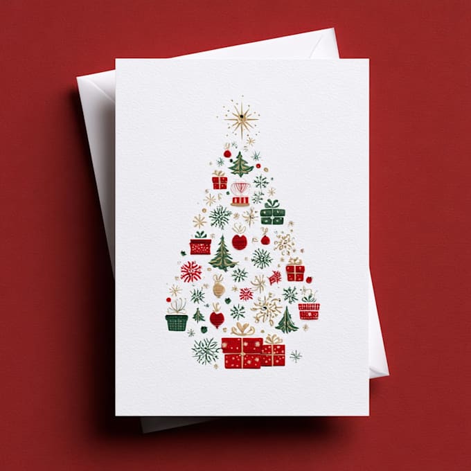 create a beautiful illustrated christmas card