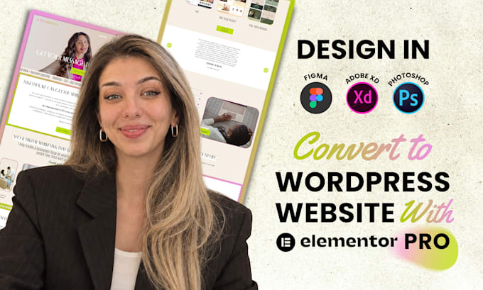 design figma, adobe xd, PSD and build website on wordpress elementor