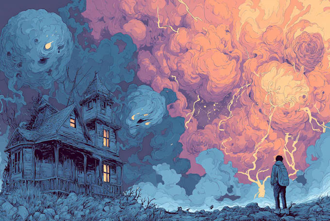 draw fantasy horror comic in cartoon style