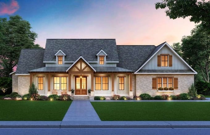 create realistic 3d exterior rendering pictorial modeling for contractors