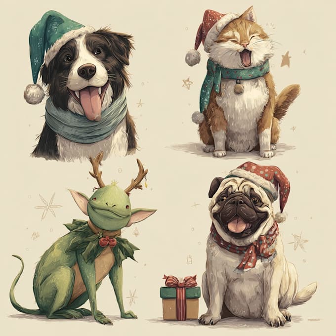 draw your christmas pet portrait