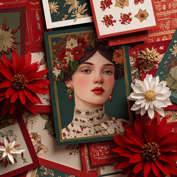 draw greeting, christmas, birthday card, postcard