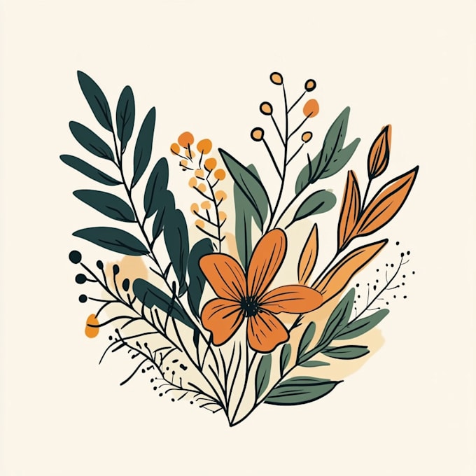make beautiful elegant hand drawn botanical boho logo design