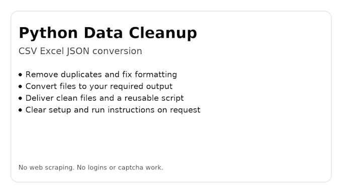 create a python script for automation, data cleaning and file conversion