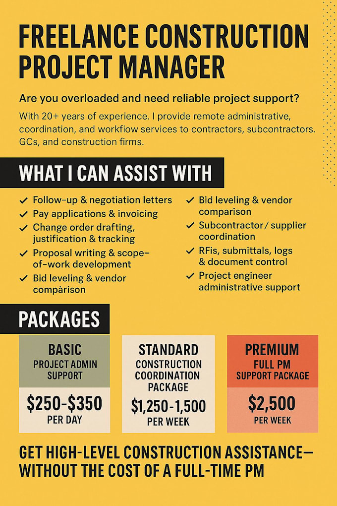 provide remote construction management services