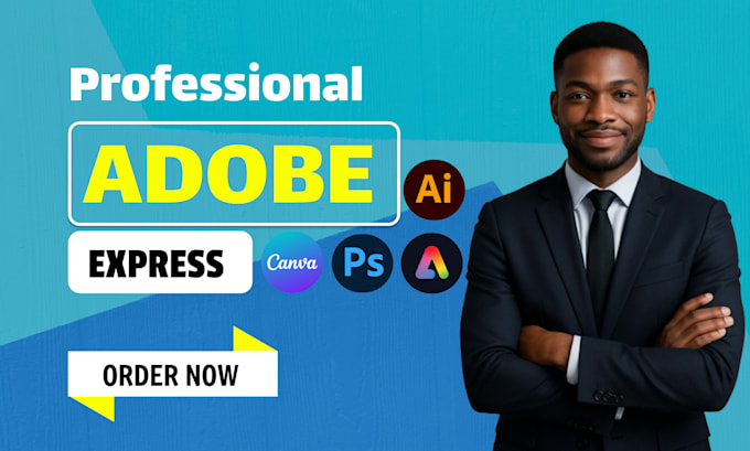 design graphics using adobe express, adobe photoshop, adobe illustrator, canva