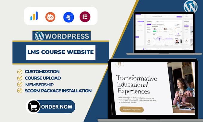 create wordpress lms online course website with tutor lms or learndash