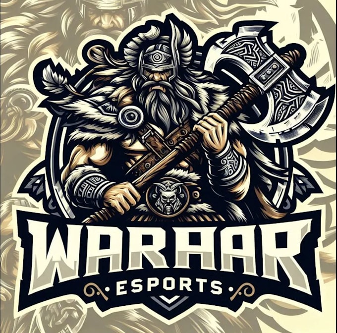 do vintage axe barbarian warrior esport logo with creative concepts