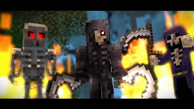 do high quality 3d minecraft animation for intros and stories