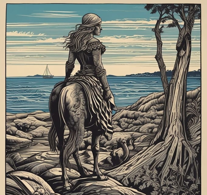 draw a custom portrait in linocut style