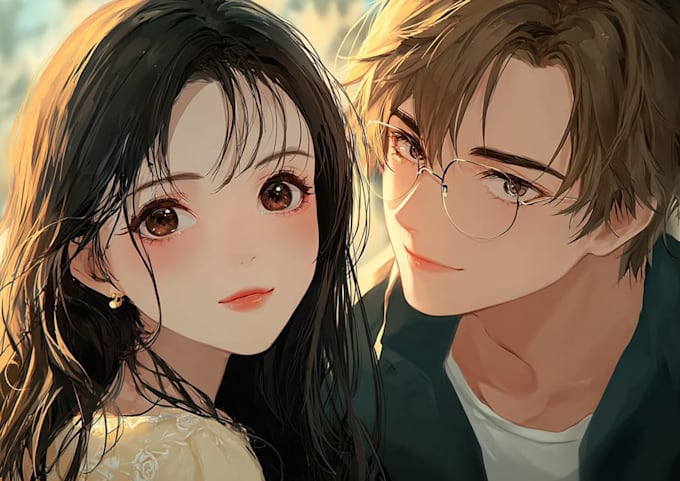 make a anime couple character art anime style