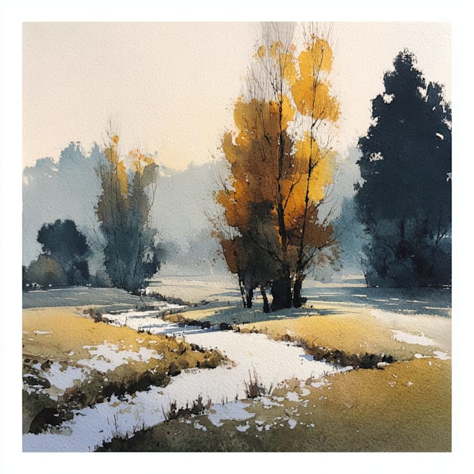 design watercolor landscape illustration