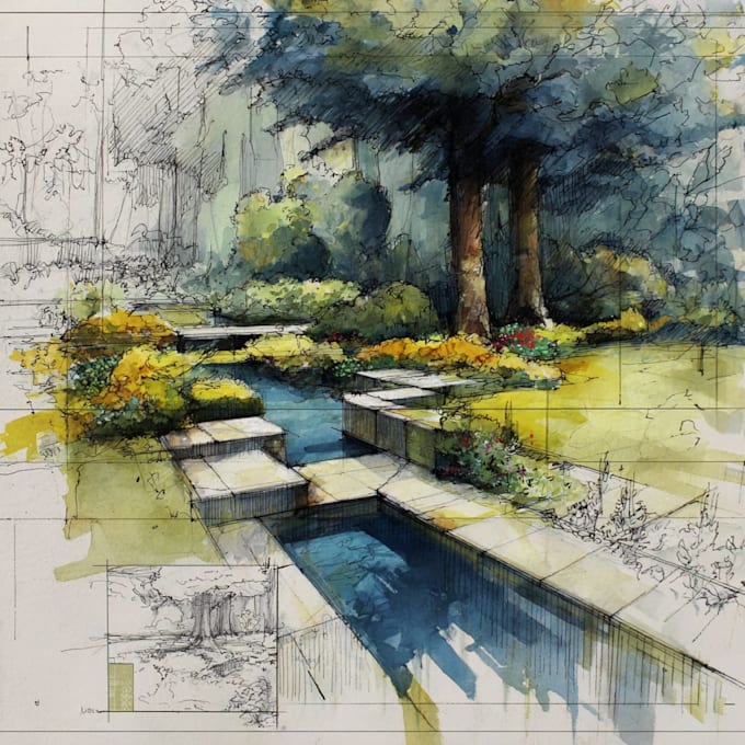make watercolor landscape design
