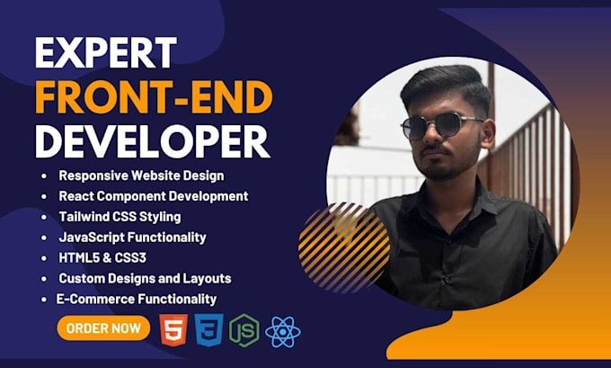 be your front end developer using HTML CSS javascript react js and tailwind CSS