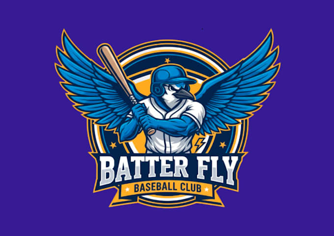 design awesome style batter fly bird flying mascot logo