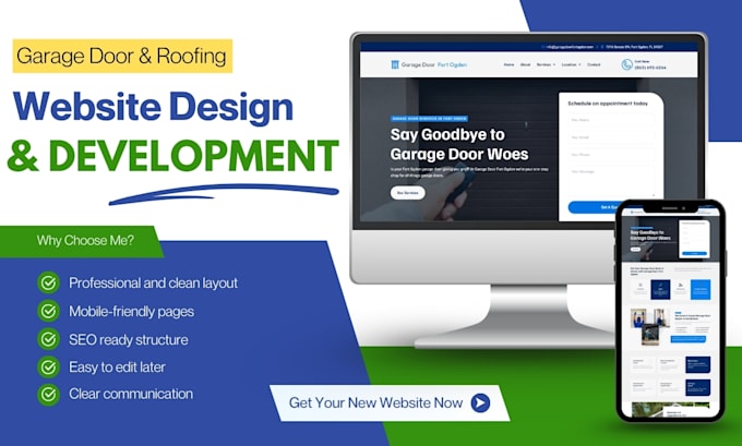 create a modern website for garage door and roofing services