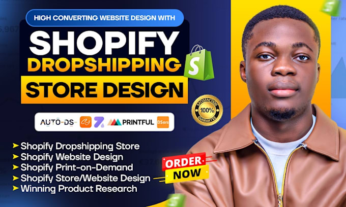 bulld shopify dropshipping websitre, setup shopify store and shopify marketing