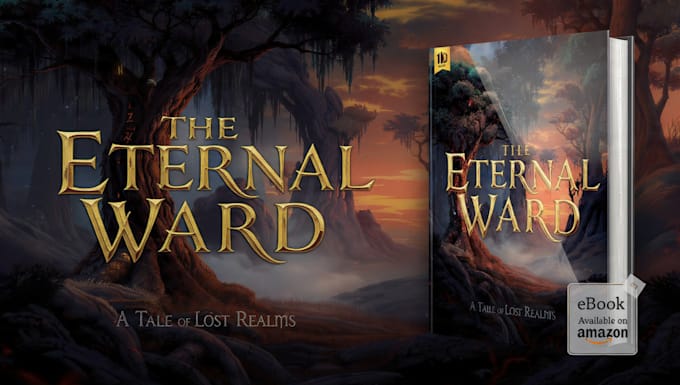 illustrate fantasy book, fiction book cover, e book cover design