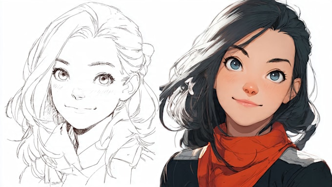draw anime art commissions portrait for you