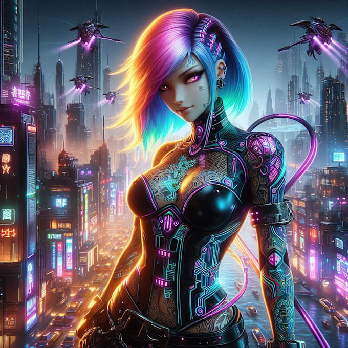 design anime character , cyberpunk character