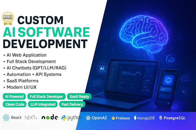 do custom ai software, full stack, web application, ai software developer ai web