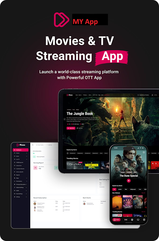 develop live streaming app , ott platform app , live tv app