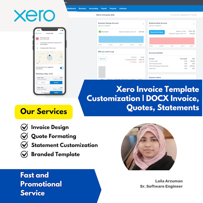 xero invoice template customization, quote and statement design