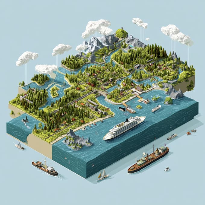 create vector isometric map illustration for you