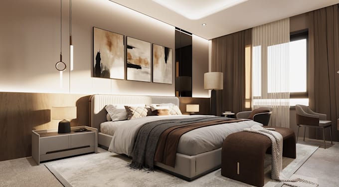 create photorealistic 3d interior rendering bedroom decor renovation yard design