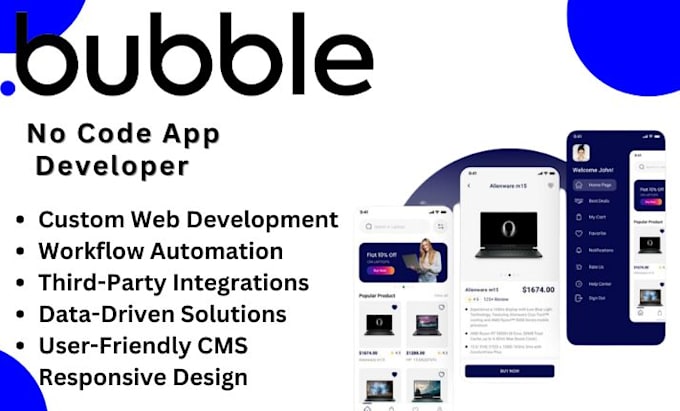 do bubble io website development, build bubble app, bubble mvp saas developer