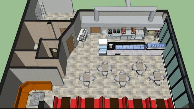 redesign coffee shop interior, 3d restaurant interior render, cafe layout desig