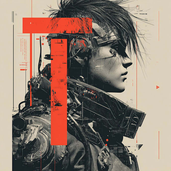 draw a cool typography logo cyberpunk or mecha futuristic