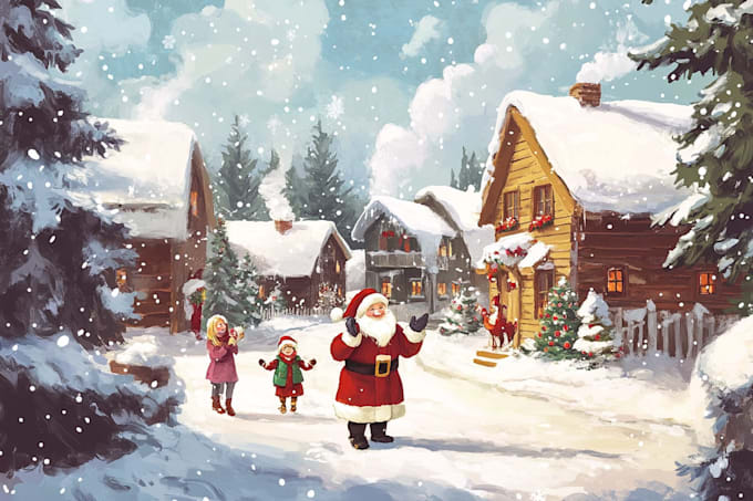 create a beautiful illustrated christmas card