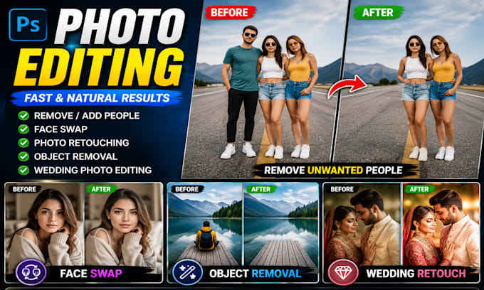 photoshop images, face swap, add, remove people from any photo, fix ai pictures