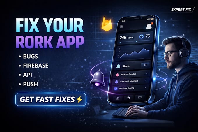 fix rork app bugs, push notifications, backend, API and firebase