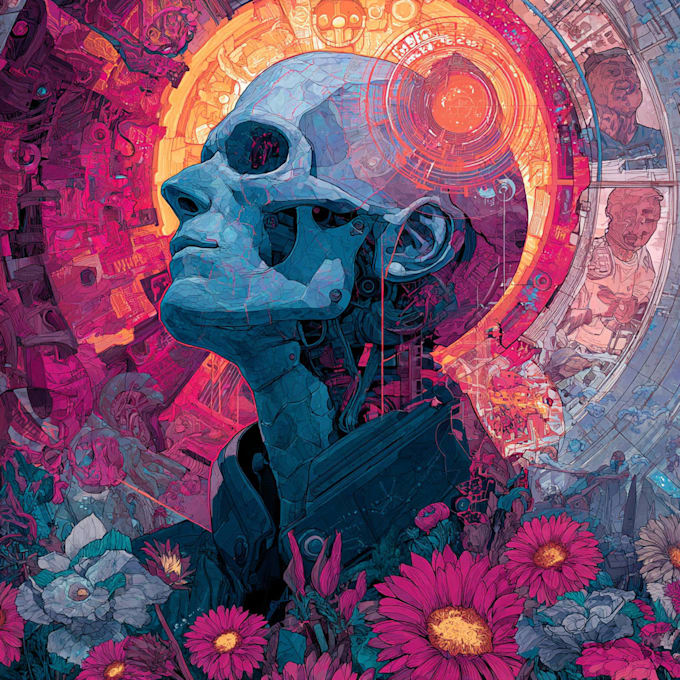 Create detailed art of sci fi cyberpunk psychedelic artwork by Kymarcsa ...