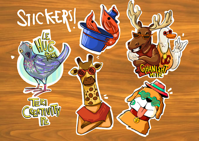 draw cartoon hand drawn sticker design, badge, patch design